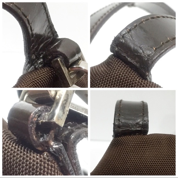 Gucci brown nylon and leather vintage mini satchel bag - Picture 6 of 11